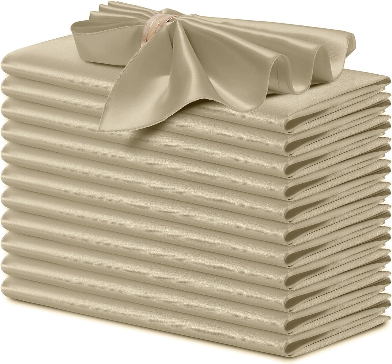 12 PCS Satin Cloth Napkins – 17×17 Inch Square Reusable Table Napkins for Wedding, Banquet & Party Decor